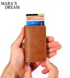 Mara039s Dream Business ID Credit Card Holder Men and Women Metal RFID Vintage Aluminium Box PU Leather Wallet Note Carbon 22053297297