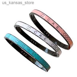 Charm Bracelets 3 Color Black Bangle Bracelets Enamel Women Men Bangle Luxury Designer Jewelry Black Plated Stainless steel Lovers Gift Bangles MeFM38