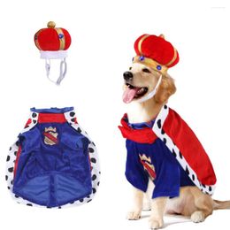 Cat Costumes Cartoon Cat/Dog Funny Transformed Crown Hat King Cloak Clothes Pet Halloween Costume