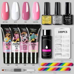 Kits Mobray Acrylic Poly Nail Gel Set Gel Extension Nail Kit Nude Glitter Colour Fast Building Gel All For Manicure Nail Art Design