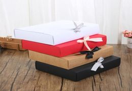 241957cm Gift Wrap Paper Box with Ribbon Large Capacity Kraft Cardboar Clothing Packaging WhiteBlackBrownRed4437170