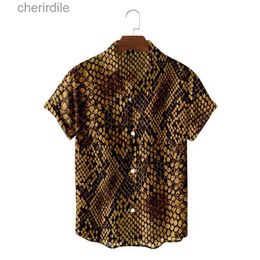 Men's Casual Shirts 3D printed leopard print snake skin Hawaiian mens loose summer casual street shirt fashion top summer short sleeved Aloha shirt yq240408