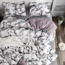 Bedding Sets Quilted Sanding Duvet Cover Set Marble Cover&Pillowcase For Single Double Bed 2024 Linen