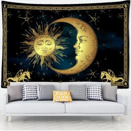 Tapestries Sun God And Moon Tapestry Bohemian Style Wall Hanging Background Decoration Cloth Aesthetic Mystery Printing