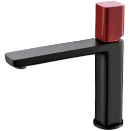 Bathroom Sink Faucets Basin Tap Signle Lever Black Faucet Solid Brass & Cold Mixer Brush Gold Fahion Red