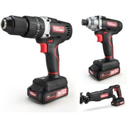 Hyper Tough 20V Impact Driver 2Speed Hammer Drill Reciprocating Saw Bundle 15Ah LithiumIon Batteries Chargers 240407