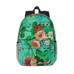 Backpack Colorful Flowers And Roses Infused With Music Sheet Backpacks Teenager Bookbag Cartoon School Bags Laptop Rucksack Shoulder Bag