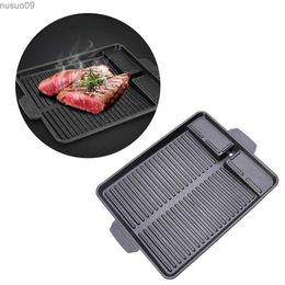 Pans Smokeless rectangular barbecue tray kitchen cooking tools portable outdoor camping barbecue tray rodless baking trayL2403