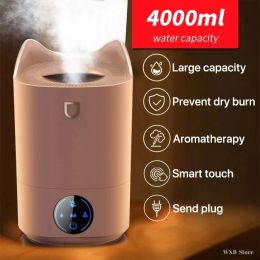 Humidifiers 4l Air Humidifier Led Light Smart Touch Essential Oil Aroma Diffuser Double Nozzle Ultrasonic Home Aromatherapy Cold Fog