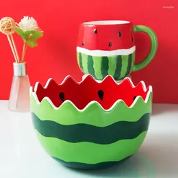 Bowls Originality Watermelon Household Eating Lovely Ceramics Modelling Salad Fruit Cartoon Instant Noodles Container Dining