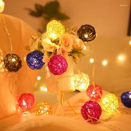 Strings Creative Hollow-Out Lamp Indoor Handmade Seven-Color Rattan Ball String Courtyard Home Decoration Led Star Lights