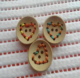 New upscale wooden buttons handmade embroidered heartshaped pattern ship 3396445