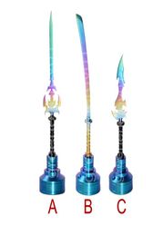 Colourful Titanium Carb Cap Fit 22mm Bowl GR2 Titanium Nail Dabber Wax Carving ToolsSwordKnife with Different Dabber1942580