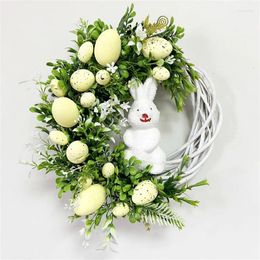 Decorative Flowers Easter Wreath Cute Eggs Holiday Garland Window Door Hanging Gift