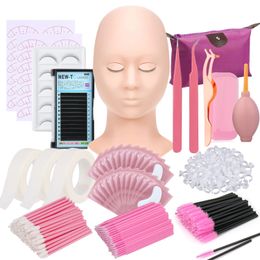 False Eyelash Extension Kit Set for Beginner Lash Brush Tweezers Glue Ring Eye Pad Eyelash Extension Supplies Lash Accessories 240403