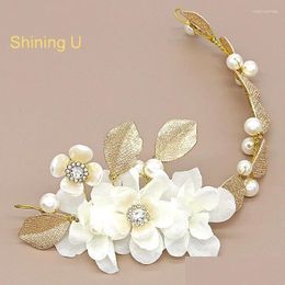 Hair Clips Barrettes Shining U White Flower Gold Colour Leaves Bridal Hairbands Accessory Spring Drop Delivery Jewellery Hairjewelry Otzfu