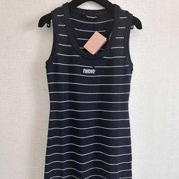 Edition 24 Early Spring Miu Home Knitted Sleeveless Striped Dress for Women Nanyou Same Style