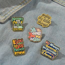 Colour Quote Enamel Pins Custom TRY YOU NEVER KNOW Brooches Bag Badge Cartoon Metal Jewelry New Year Gift for Kids