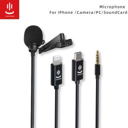 Microphones Mini Microphone for iPhone Lightning Type C 3.5mm Microfone for Samsung Huawei Xiaomi Lavalier Clipon Recording Microfono