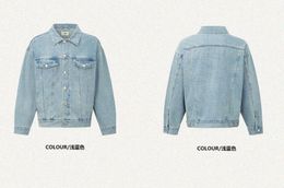 UNF New Well Same Fashion Brand Casual Loose Short Light Blue Basic Couple Washed Denim Coat for Men