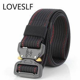 LOVESLF Tactical Belt Military Nylon Men Army Style Automatic Metal Buckle Cinturon Quality SWAT Waist Strap Hunting 240326