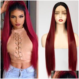 Lace Wigs Before The Sale Of Wig African Women In Europe And United States Bury T Colour Long Straight Hair Chemical Fibre Drop Deliver Ots2K