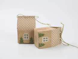 Gift Wrap 50 Pieces/lot Kraft Paper Box Of Christmas House Party Favor Packing For Bags And Candy Decorations