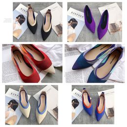 2024 Top Luxury Flat bottomed pointed ballet single shoes soft soled knitted maternity women boat shoe casual and comfortable