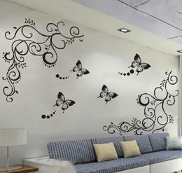 3D lowest black butterfly flower Wall sticker home decor poster flora butterflies TV wall beautiful decoration3870352