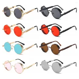 Outdoor Eyewear Metal Steampunk Sunglasses Men Women Fashion Round Glasses Brand Designer Gothic Vintage Sun High Quality Oculos De Sol