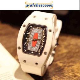 Watches Luxury Mechanical Swiss Movement Ceramic Dial Rubber strap wristwatch designer Business Rm0701 White Pottery Case Tape WoMens