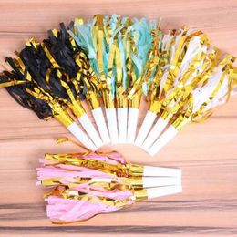 Party Decoration 48pcs Tassel Whistle Favours Sparkly Noisemaker Horns Golden Noise Makers Glitter Fringed For Year