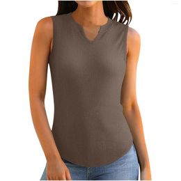 Women's Tanks Tank Top For Women Casual V Neck Sleeveless Ribbed Fitted Cute Tops Camisole Tee Fashionable And Simple