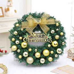 Decorative Flowers 40/50cm Christmas Gold Wreath Xmas Ball Garland Front Door Navidad Hanging Windown Ornament Year Home Wall Room