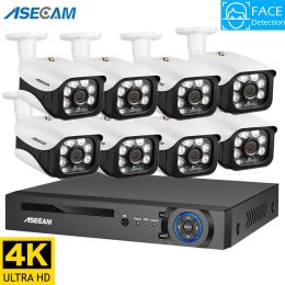 System 4K 8MP Ai Face Detection Security Camera System POE NVR Kit CCTV Video Record Outdoor Home Human Surveillance Camera