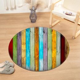 Carpets Wood Grain Circular Carpet Home Living Room Bedroom Kitchen Bathroom Floor Decoration Anti Slip