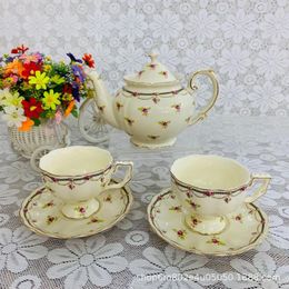 Cups Saucers French Retro Phnom Penh Cream Court Style Broken Flower Afternoon Tea Ceramic Coffee Cup Dish Large Mouth Milk Teapot