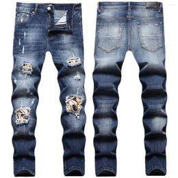 Men's Jeans Wrinkles And Holes In Men Stretch Slim Feet Fashion Wholesale Manufacturers Direct Sales