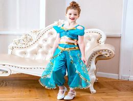 Retail Baby girls Aladdin Lamp Jasmine Princess outfits children Christmas Halloween Princess Cosplay Party Dress Costumes clothin6510319