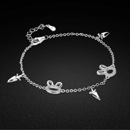 Bohemian Summer Rabbit Carrots Bracelet for Women 75 inch 925 Sterling Silver Barefoot Sandals Anklet on the Hnad 240408