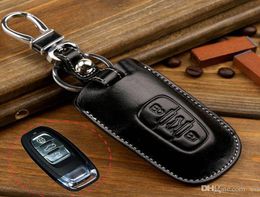 Genuine Leather Key Fob Cover Case for Q5 A4 A5 A8 S5 A6 Key Holder Wallets Bag Key Chain Accessories2224708