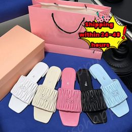 2024 miui slippers designers espadrille Sandals slides luxury black bule pink womens girl monolith foam rubber matelasse nappa leather slides fashion outdoor