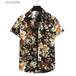 Men's Casual Shirts Vintage Hawaiian floral shirt for mens 2022 summer new short sleeved beach shirt for mens tropical Aloha shirt holiday vacation clothing yq240408