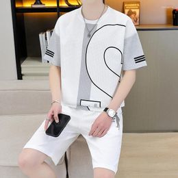 Men's Tracksuits Summer Suit Casual Short-sleeved Shorts Style Set Youth Fashion Short Sleeve Men 2024