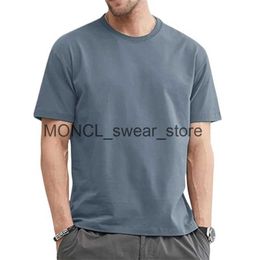 Men's T-Shirts Mens Summer Cotton Top Solid Colour T-shirt O-Neck Clothing Plus Size M to 5XL H240408