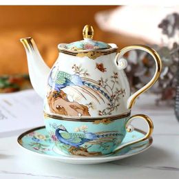 Teaware Sets Creative Household Light Luxury Flower Tea Afternoon Ceramic Set Coffee Cup And Saucer Living Room Teacup Pot