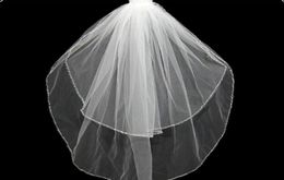 2019 White Contracted WhiteIvory Elbow Bride Double Hand Sewing Beads Edge Veil Bridal Veil Wedding Veil The Bride Supplies Decor1899079