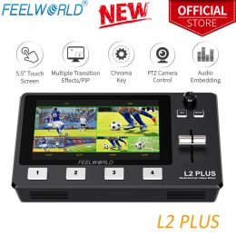 Bags Feelworld L2 Plus 5.5" Lcd Multicamera Video Mixer Switcher with Touch Screen Ptz Control Chroma Key Usb3.0 for Live Streaming