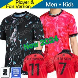 South Korea Soccer Jersey New 2024 2025 HEUNG-MIN SON KANG National Team 24 25 Football Shirt Men Kids Kit Set Home Away Men Uniform Red Black Fan Player Version