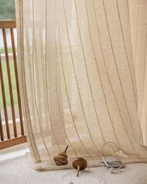 Curtain Japanese Homestay Linen Single Stripe Curtains Tulle For Living Rooms Bedrooms Study Tea Cotton Yarn Custom